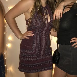 Free People Intimately Bodycon Mini Burgundy Dress